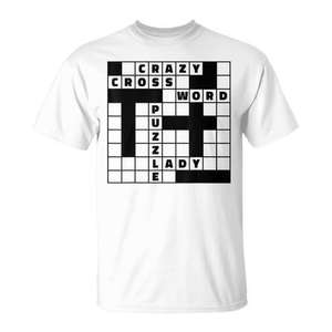 Camiseta Crazy Crossword Puzzle Lady para fanáticos de los juegos de palabras, talla para adultos - Product Image 1