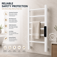 Calentador de Toallas Eléctrico Moderno de Aluminio y Acero Inoxidable, Toallero Calefactado de 6 Barras con Control Táctil Inteligente