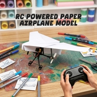 Kit d'avion en papier télécommandé à double moteur, décollage et atterrissage en glisse, avion télécommandé DIY, cadeau d'anniversaire