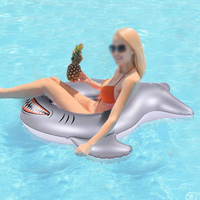 Bouée gonflable en PVC de 5 mm d'épaisseur en forme de requin de 50 pouces pour piscine d'enfants, jouet de fête, décorations estivales, activité ludique