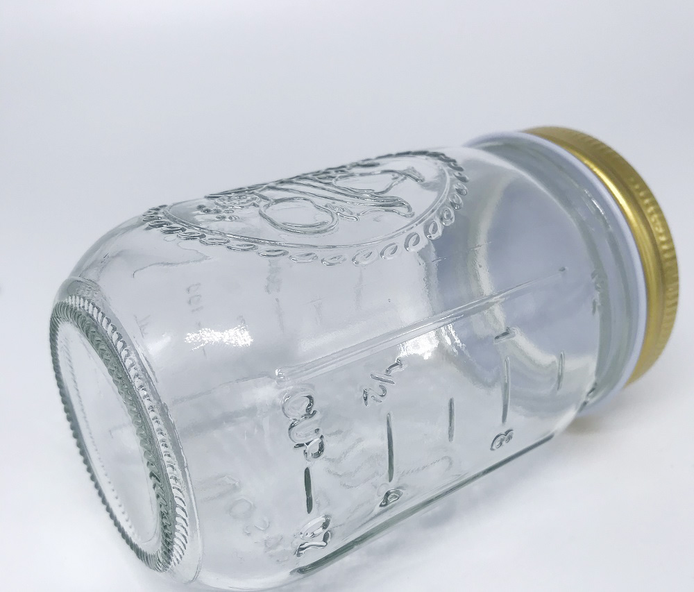 24oz glass mason jar/glass jar with metal lid/glass storage jar with Embossed Logo