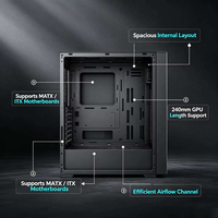 Casing PC Kantor OEM Matte Black M-ATX ITX Desktop Tower Dengan Multi Drive Bay 4 Slot Ekspansi Stok Tersedia