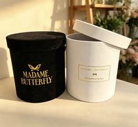 Boîtes d'emballage pour fleurs rondes de taille moyenne, écologiques et luxueuses, avec logo personnalisé et ruban