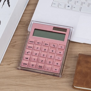 Huisen-calculadora acrílica de escritorio, elegante pantalla LCD de 12 dígitos, oro rosa - Product Image 2