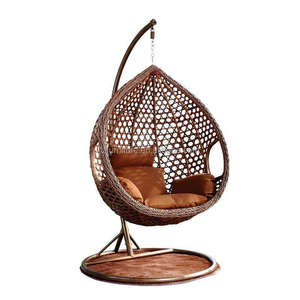 Chaise suspendue œuf en rotin PE tressé à la main, résistante aux intempéries, pour jardin et patio, intérieur/extérieur, moderne, sur mesure, fabrication OEM ODM - Product Image 1