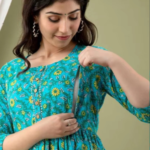 Robe longue Anarkali Kurta vintage élégante pour femmes, en coton brodé, à volants, pour les occasions de fête, au meilleur prix - Product Image 1