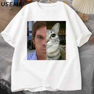 T-shirt Dexter Morgan Cat, divertente maglietta in cotone a maniche corte con scollo a <span class=keywords><strong>O</strong></span>, abbigliamento streetwear unisex, abbigliamento da uomo, t-shirt stampata Harajuku. - Product Image 4