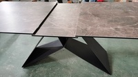 Mobilier moderne personnalisé Pieds en métal Plateau en céramique Table à manger extensible