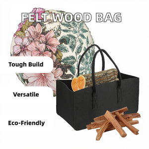 Sacs de rangement réutilisables en feutre pour la maison Organisateur de bois de cheminée <span class=keywords><strong>Panier</strong></span> à provisions Sac de poche en bois de chauffage - Product Image 3