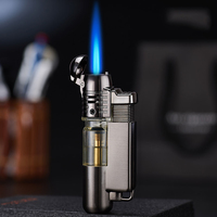 Briquet torche à flamme bleue en gros, coupe-vent, rechargeable au butane, pour cigares et cigarettes, avec logo personnalisé