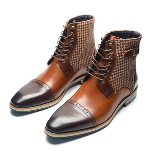 Chaussures en cuir sur mesure pour hommes luxueuses, bottes décontractées élégantes à lacets à bout pointu et à tige haute - Product Image 6