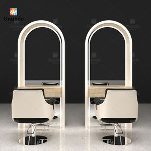 Design d'intérieur moderne pour salon de coiffure |   Ensemble table et miroir de manucure personnalisé |   Mobilier de salon de manucure écologique avec éclairage LED - Product Image 4