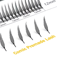 Cils préfabriqués en éventail style Manga Chunk, 8-15mm, effet Comic Spire, cils préfabriqués en éventail volume, cils en plumes à pointes