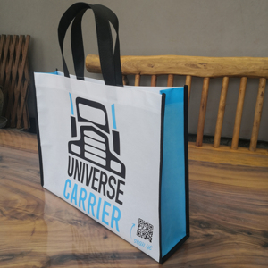 Sac de courses personnalisé en non-tissé avec ceinture tissée, motifs promotionnels cousus à la main - Product Image 4