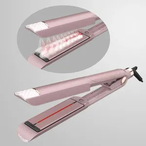 Professional Salon Infrared Flat Iron Wide Tourmaline Ceramic Coating Infrared Steam Hair Straightener and Curler Iron 2 in 1