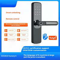 Cerradura Inteligente Biométrica con Huella Dactilar y WiFi, Entrada sin Llave Digital, TTlock, Aplicación Tuya, Contraseña, Manija Electrónica, Cerradura Digital
