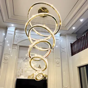 2024 Factory Price Creative 1 Luxury Model Lamp Indoor Villa Staircase Long Chandeliers Pendant Crystal Chandelier Lighting