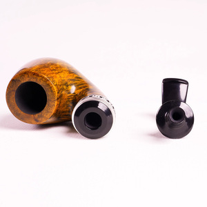 Muxiang Briar Wood Smoking Pipe Bent Type With Silver Ring For Men - Product Image 4