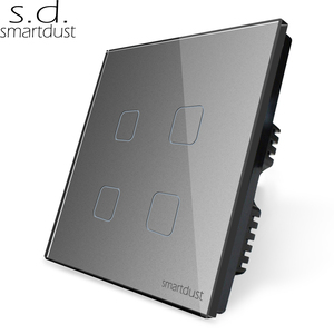 Bảng Điều Khiển Từ Xa Smartdust, Công Tắc Điều Khiển Từ Xa Không Dây <span class=keywords><strong>Rf</strong></span> 4 Kênh 1 Băng Đảng Bằng Thủy Tinh Pha Lê Đen - Product Image 4