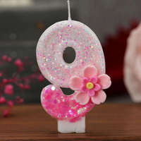 Bougie d'anniversaire en forme de fleur rose brillante, décoration de gâteau artisanale de qualité supérieure pour la fête d'anniversaire
