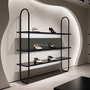 Espositore per Scarpe a 3/4 Livelli in Metallo Nero Autoportante per Negozi di <span class=keywords><strong>Abbigliamento</strong></span> e Borse - Product Image 1