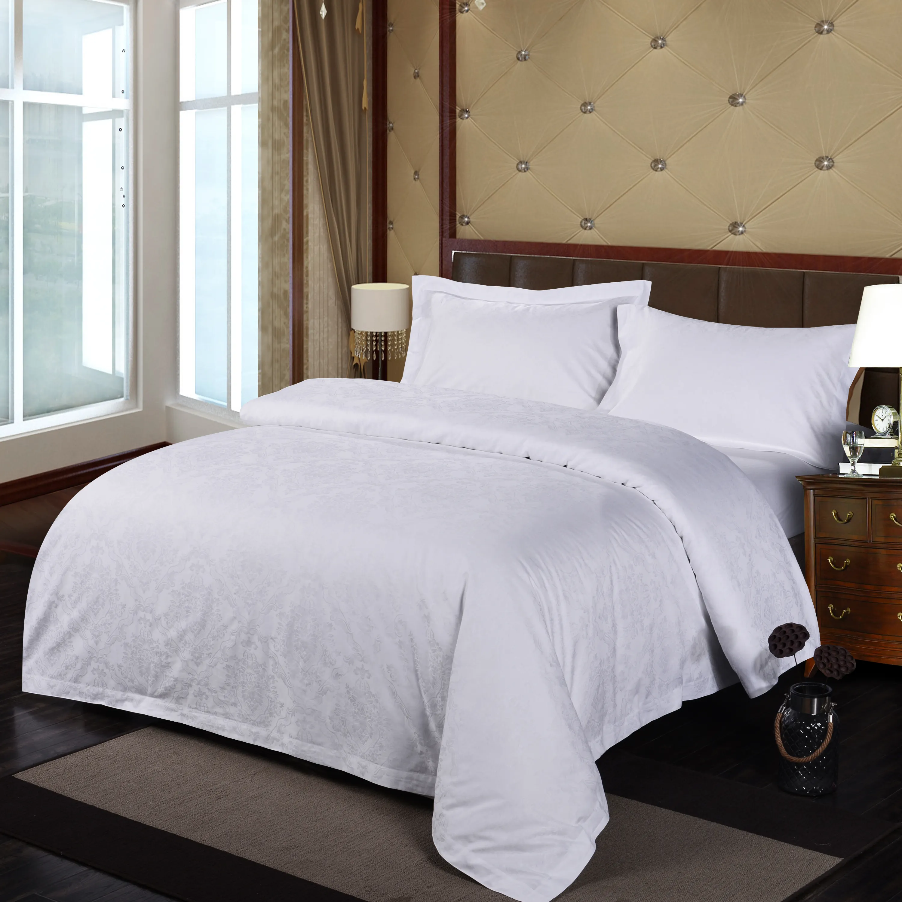 Personalizado 100% algodão 300TC hotel qualidade listra hotel lençol folha de cama folha plana para hotel e spa