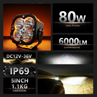 Feux tout-terrain halo ambre de 5 pouces, pods LED haute puissance pour Ford F150 Bronco Tacoma