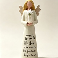 Statuette en résine Art Déco Ange de l'Amitié avec vase à fleurs et citation inspirante – Cadeau de commémoration pour décoration de table et de maison
