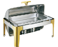 Fournitures pour hôtels et restaurants ensemble de chauffe-plats pour buffet chauffe-plats en acier inoxydable chauffe-plats en or 9L à couvercle roulé