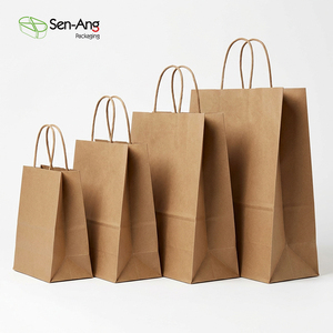 Sacchetti di Carta Kraft Personalizzati SenAng con Fondo Piatto e Manici Intrecciati per Panetterie, Pasticcerie e Caffetterie - Product Image 1