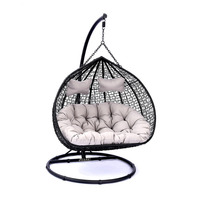 Silla Colgante Tipo Huevo de Diseño Moderno con Logotipo de Moda, de Metal, para Jardín, Patio, Exterior, Súper Cómoda, con Doble Asiento