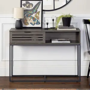 Design industriale grigio console da tavolo <span class=keywords><strong>con</strong></span> struttura in metallo e piano in legno vecchio rustico convertanle console da tavolo <span class=keywords><strong>con</strong></span> 1 porta scorrevole - Product Image 1