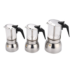 Olla de café espresso de <span class=keywords><strong>acero</strong></span> <span class=keywords><strong>inoxidable</strong></span> moderna, componentes de vidrio, resistente a altas temperaturas, multifuncional, portátil, para uso doméstico - Product Image 2