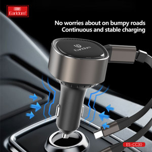 Chargeur de voiture rétractable USB-C 3-en-1 Earldom avec câble 5V/3A, charge rapide 30W pour iPhone 15 et autres - Product Image 3