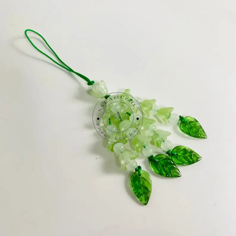 Lily của thung lũng Keychain quyến rũ thủy tinh hoa vòng chìa khóa chủ dây buộc cho ba lô chìa khóa mặt dây chuyền trang trí xe phụ kiện quan trọng