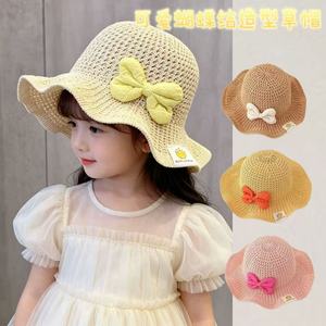 Xi Boyu – chapeau de paille avec nœud papillon pour enfants, protection solaire fine d'été pour filles de 1 à 4 ans, vêtements d'extérieur - Product Image 1