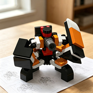 Deformable Four‑Leg Shield Soldier Mecha Building <b>Blocks</b>, DIY Educational Building <b>Block</b> Kit Compatible With Major Brand Bricks - Product Image 3