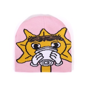 Biểu Tượng Tùy Chỉnh Beanie Vui Phim Hoạt Hình Mặt Trời Ngâm Cà Phê Thiết Kế Thời Trang Thể Thao Ngoài Trời Jacquard Đan Unisex Tuyên Bố Mùa Đông Mũ - Product Image 5