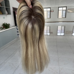Topper Cheveux Humains Remy 100% Blond Balayage Racine Foncée avec Mèches, Base Mono, Bonnet Respirant, Personnalisable et Prise en Charge OEM/ODM - Product Image 5