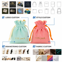 Pochette en velours à doublure contrastée de luxe, sac cadeau avec logo personnalisé, sac de rangement en ruban de satin pour petits accessoires