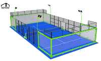 Terrain de padel panoramique JSMC 2025, nouveau design, 20m*10m, matériau galvanisé à chaud, garantie 3 ans, prix d'usine