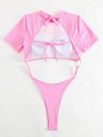 Maillot de bain une pièce sans couture à col montant pour femme, coupe haute, séchage rapide, avec logo personnalisé 2024, style brésilien, string, bikini