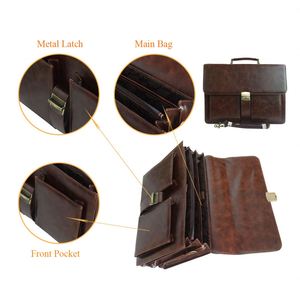 กระเป๋าเอกสารธุรกิจหนังผู้ชายมีสายคล้องไหล่1ใบมีซิปกระเป๋าหนัง PU หนังฟอกฝาด - Product Image 3