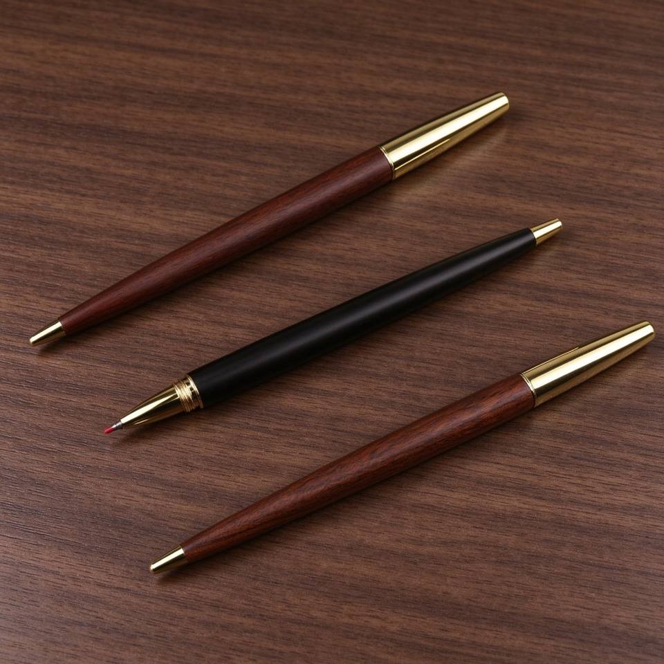 Sample Signagure High-Quality Vintage Sandalwood and Brass Gel Pens Custom Logo ...