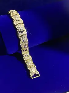Schlussverkauf amerikanisches Roségold Dubai massives gelbes Gold Moissanit Diamant klobig Vintage 14K 18K Gold-Armband