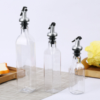 Bouteille Distributrice d'Huile d'Olive en Verre Carrée 150ml 250ml 500ml, Ensemble Distributeur de Vinaigre, Cruche à Huile et Vinaigre avec Bec Verseur en Verre