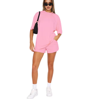 Nouvel ensemble décontracté deux pièces pour femme, été 2026, avec short de cyclisme et t-shirt à col rond de couleur unie, personnalisable avec logo, pour le commerce transfrontalier