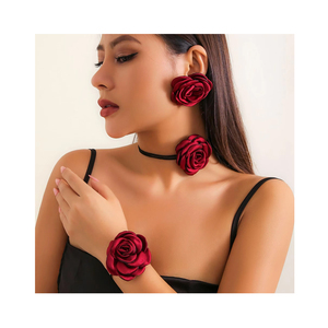 Nueva llegada hecha a mano encaje Rosa Collar tela gargantilla collar moda seda flor pétalo clásico boda fiesta regalo - Product Image 1