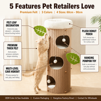 Arbre à chat en feutre haut de gamme avec grotte et perchoir donut - Lit griffoir multi-niveaux pour maison multi-chats, abri toutes saisons, OEM.