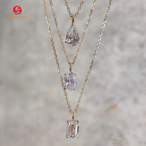 <span class=keywords><strong>Collana</strong></span> solitaria con <span class=keywords><strong>diamante</strong></span> laboratorio 14k oro ovale taglio smeraldo D VS1 HPHT CVD da laboratorio per donna - Product Image 1